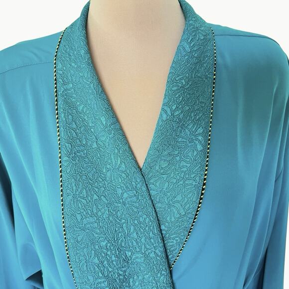 Gold Tag Victorias Secret Vintage Robe Large Blue Long Flowy 80s Luxurious READ - Picture 2 of 10